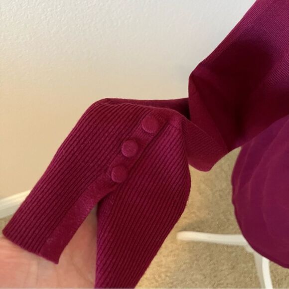 Chico's Magenta Sweater Size Medium (Chico's Size 1) with Button Detailing - Picture 2 of 5